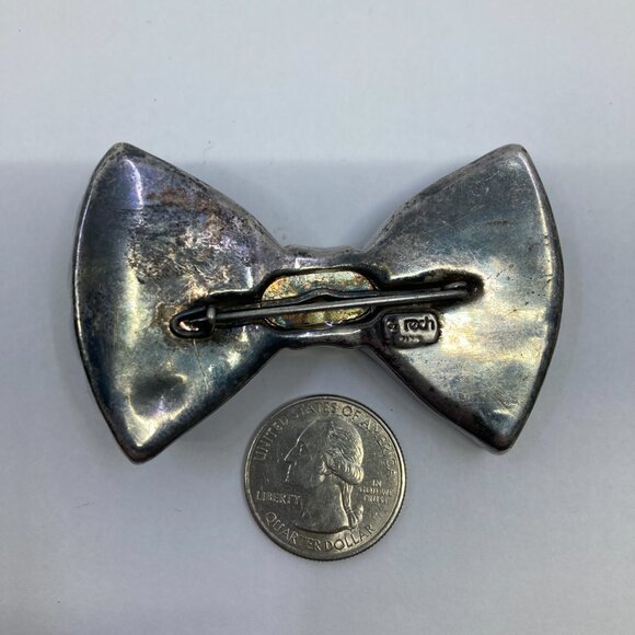 Vtg Georges Rech Paris silver plated bow brooch - Picture 2 of 3